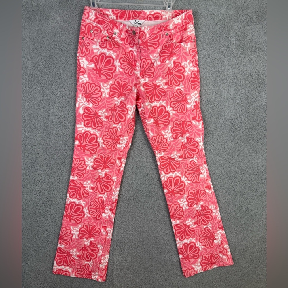 Lilly Pulitzer pink clam print jeans 8 preowned